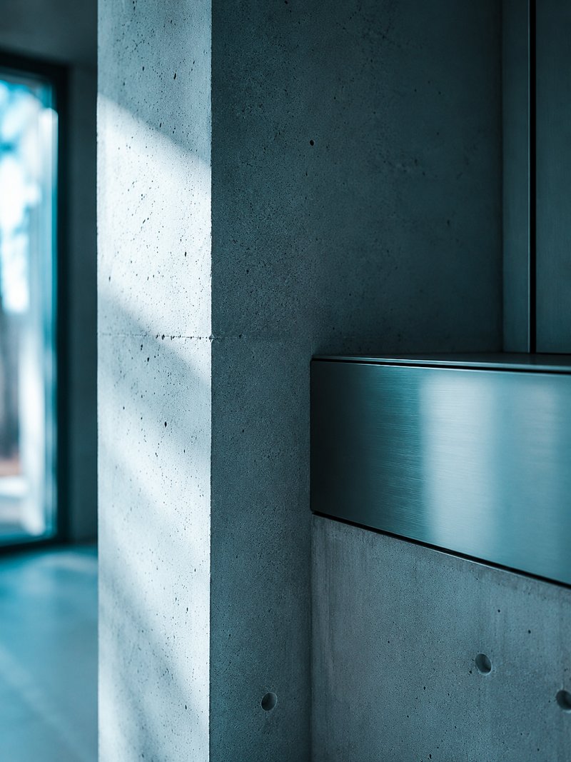 Architekturdetail – Beton- und Stahloberflächen aus einem PLARIBA-Projekt